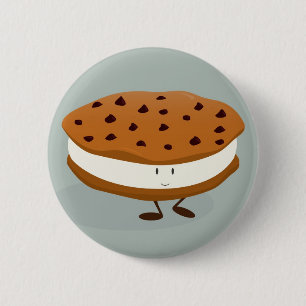 Badge Rond 5 Cm Sandwich de sourire à crème glacée de biscuit et