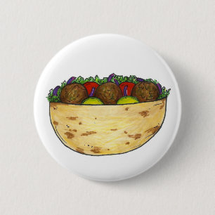Badge Rond 5 Cm Sandwich Falafel Pita farci Alimentation méditerra
