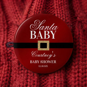 Badge Rond 5 Cm Santa Baby   Baby Shower de Noël