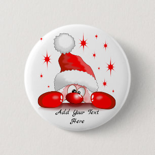 Badge Rond 5 Cm Santa Cartoon Cute Peeking Character © BluedarkArt