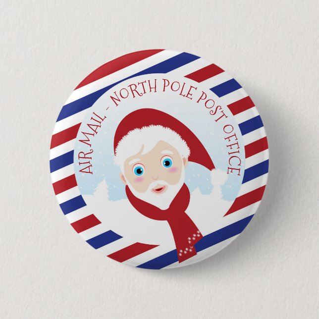 Badge Rond 5 Cm Santa Claus bleu et rouge (Devant)