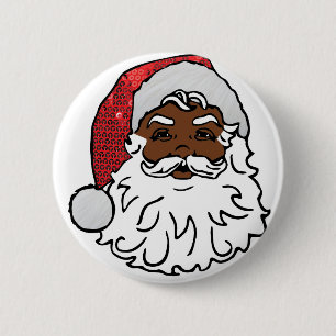 Badge Rond 5 Cm santa claus noir