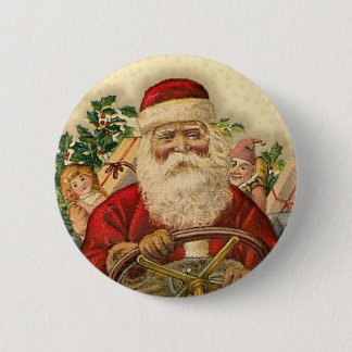 Badge Rond 5 Cm Santa Claus vintage en voiture : Boutons