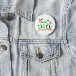 Badge Rond 5 Cm Santa Clause Pôle Nord Chocolat chaud