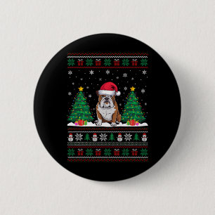 Badge Rond 5 Cm Santa Hat American Buldog Xmas Les lumières de l'a