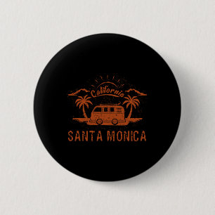 Badge Rond 5 Cm Santa Monica, Ca Californie Rétro Vintage Surf 