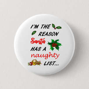 Badge Rond 5 Cm Santa's Naughty List