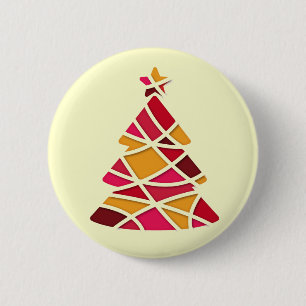 Badge Rond 5 Cm Sapin de Noël d'art moderne élégant