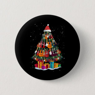 Badge Rond 5 Cm Sapin de Noël guitare drôle