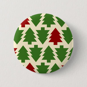 Badge Rond 5 Cm Sapins de Noël Motif de Fêtes