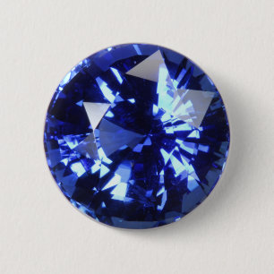 Badge Rond 5 Cm Sapphire Dark Blue Gemstone Septembre Birthstone