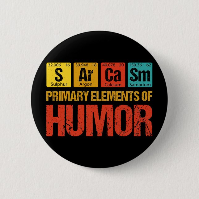 Badge Rond 5 Cm Sarcasme Éléments principaux de l'Humour (Devant)