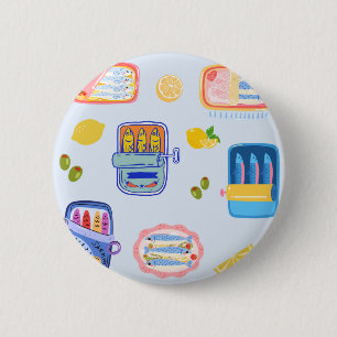 Badge Rond 5 Cm Sardines et citrons