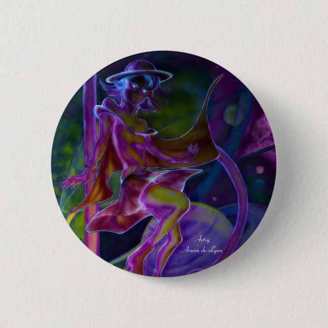 Badge Rond 5 Cm Saturn venteux psychédélique (Devant)