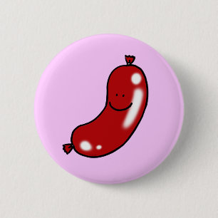 Badge Rond 5 Cm Saucisse mignonne