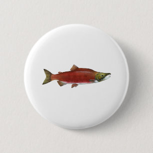 Badge Rond 5 Cm Saumon de saumon rouge