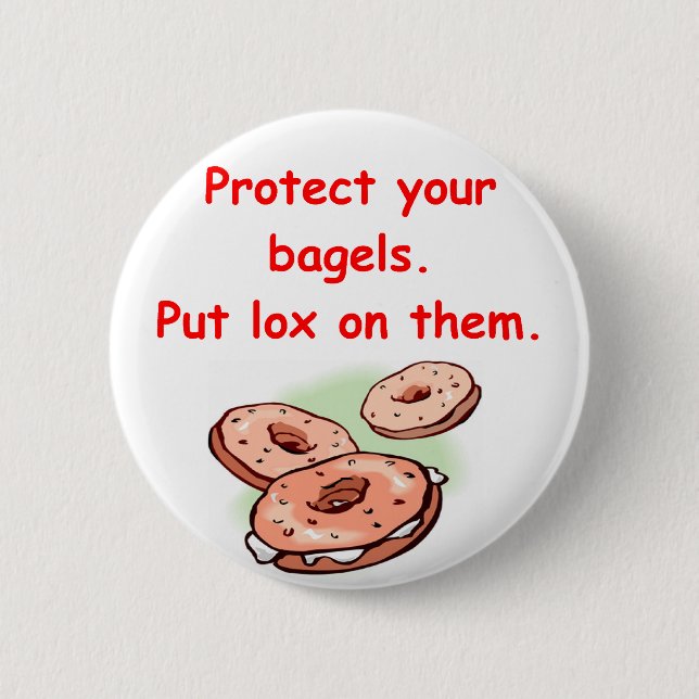 Badge Rond 5 Cm saumon fumé et bagels (Devant)