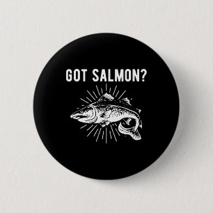 Badge Rond 5 Cm Saumon Saumon Pêcheur Saumon de poisson