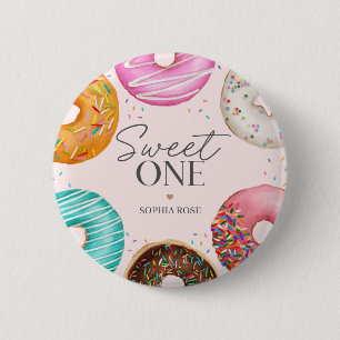 Badge Rond 5 Cm Saupoudré de beignets sucré un 1er anniversaire fê