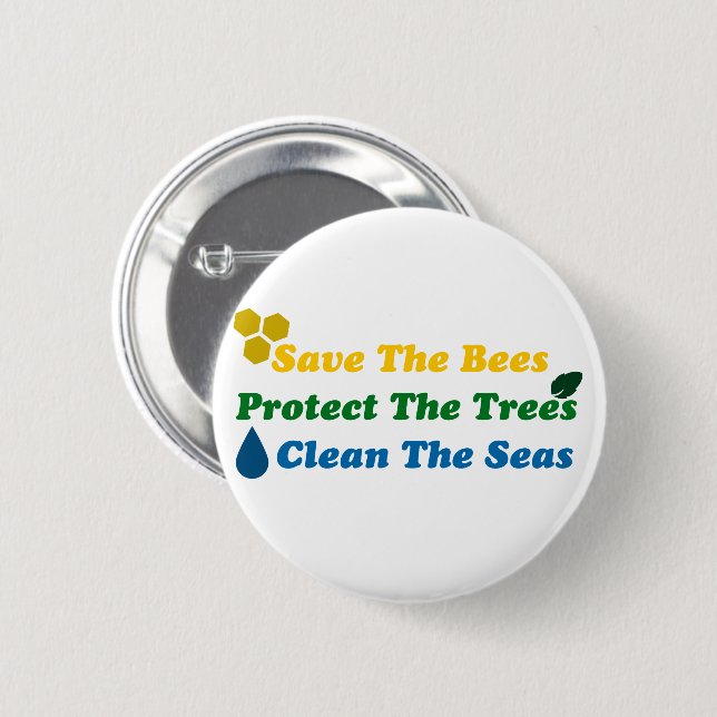 Badge Rond 5 Cm Sauver Les Abeilles Protéger Les Arbres Nettoyer L (Devant & derrière)
