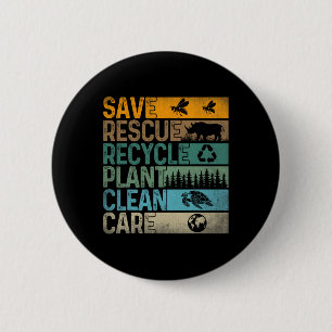 Badge Rond 5 Cm Sauver les abeilles Secourir les animaux Recycler