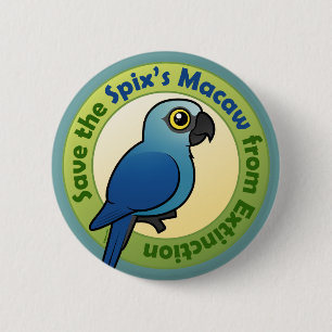 Badge Rond 5 Cm Sauvez l'ara du Spix de l'extinction