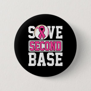 Badge Rond 5 Cm Sauvez le 2e joueur de baseball de la base Cancer