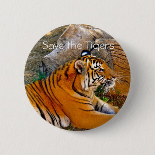 Badge Rond 5 Cm Sauvez le bouton d'insigne de tigres