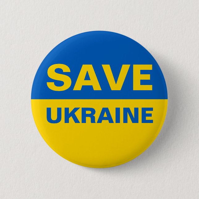 Badge Rond 5 Cm Sauvez le drapeau ukrainien (Devant)