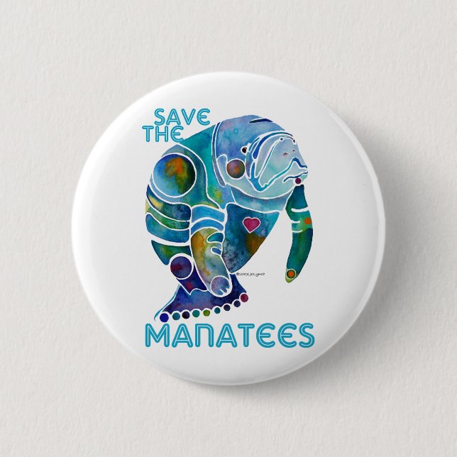 Badge Rond 5 Cm Sauvez le lamantin (Devant)