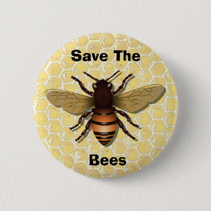 Badge Rond 5 Cm Sauvez les abeilles, bouton humain