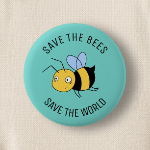 Badge Rond 5 Cm Sauvez les abeilles, l'abeille fatiguée du travail