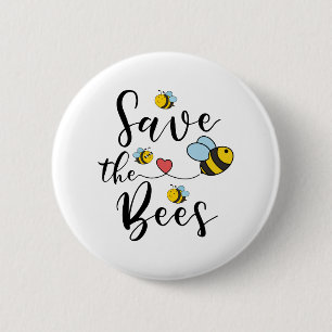 Badge Rond 5 Cm Sauvez les abeilles mignonnes et les abeilles ador