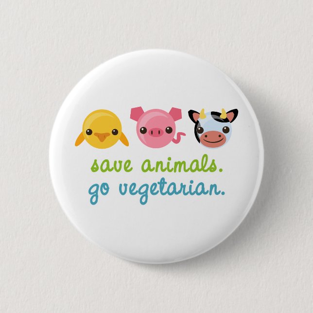 Badge Rond 5 Cm Sauvez les animaux vont végétarien (Devant)