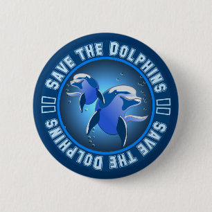 Badge Rond 5 Cm Sauvez les dauphins