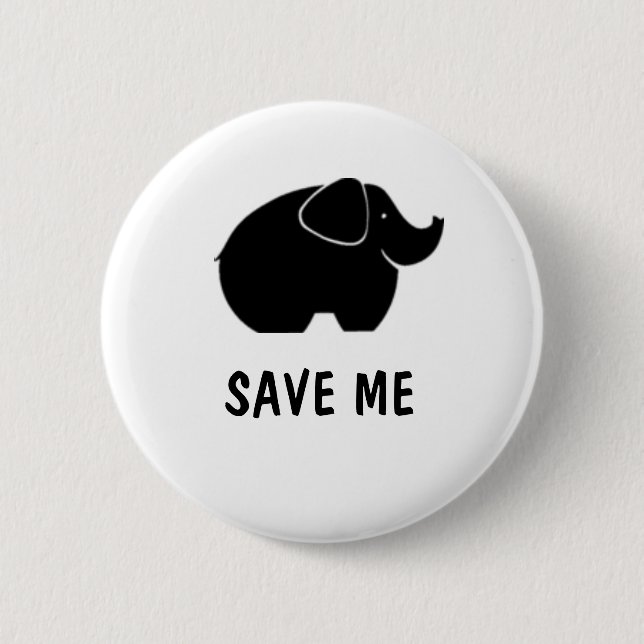 Badge Rond 5 Cm Sauvez les éléphants (Devant)