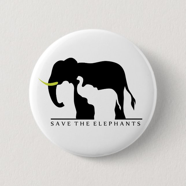 Badge Rond 5 Cm Sauvez les éléphants (blanc) (Devant)