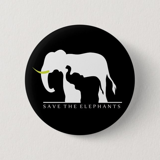 Badge Rond 5 Cm Sauvez les éléphants (noirs) (Devant)