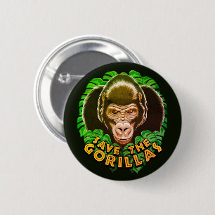 Badge Rond 5 Cm Sauvez Les Gorillas - Citation De Sensibilisation 