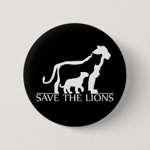 Badge Rond 5 Cm Sauvez les lions (blancs)