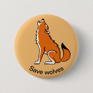 Badge Rond 5 Cm Sauvez les loups - Animaux en voie de disparition 