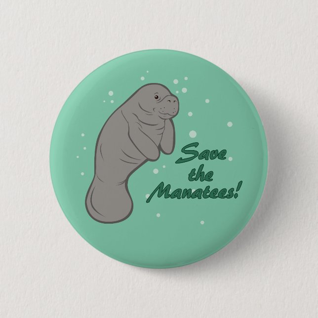 Badge Rond 5 Cm Sauvez les Manatees ! (Devant)