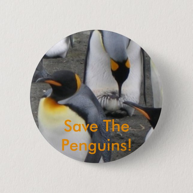 Badge Rond 5 Cm Sauvez les pingouins ! Bouton (Devant)