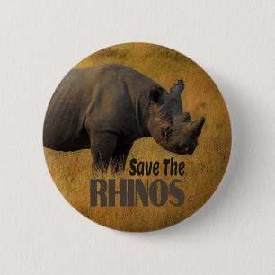 Badge Rond 5 Cm Sauvez Les Rhinos