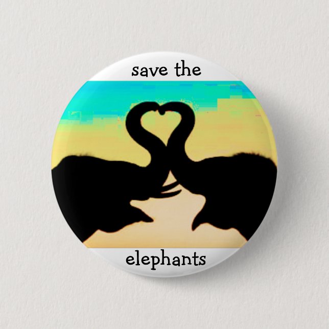 Badge Rond 5 Cm Sauvez les troncs de coeur d'éléphants (Devant)
