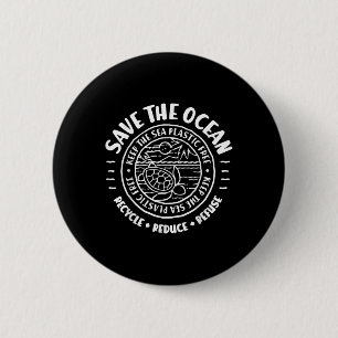 Badge Rond 5 Cm Sauvez L'Océan, Protection De l'environnement, Scu