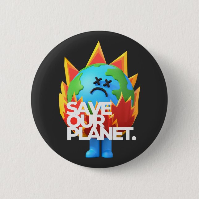 Badge Rond 5 Cm Sauvez notre planète (Devant)