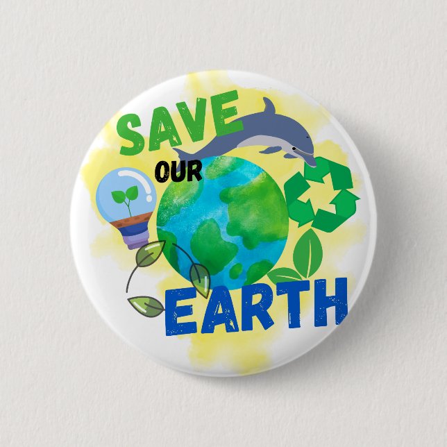 Badge Rond 5 Cm Sauvez notre Terre (Devant)