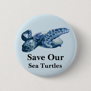 Badge Rond 5 Cm Sauvez notre tortue marine Océans