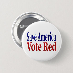 Badge Rond 5 Cm Save America Vote Red avec le texte bleu rouge